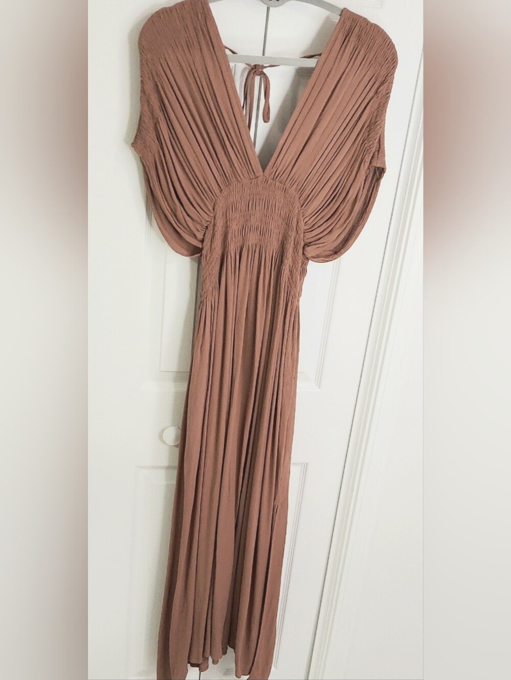 Miou Muse Dress, Size S, Brown Toffee, Gauze, Smocked Waist - Picture 3 of 17